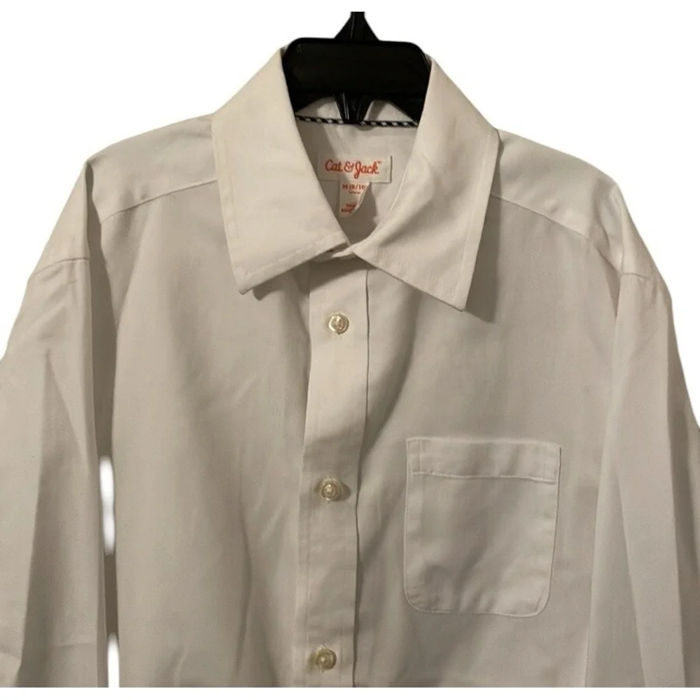 Cat & Jack Boy's White Button Up‎ Long Sleeve Shirt Size M (8/10)
